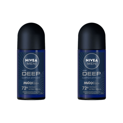 Kit com 2 Unidades de Desodorante roll-on NIVEA 50ml para homens | Ativo Deep
